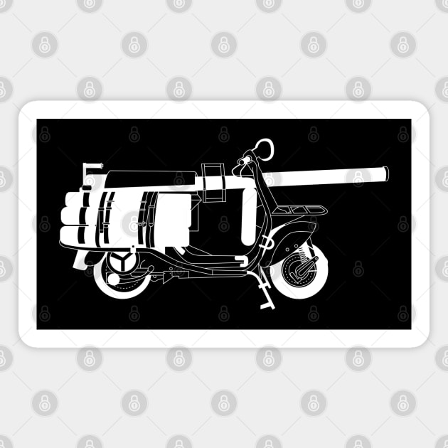 Vespa 150 T.A.P White Outline Magnet by kindacoolbutnotreally